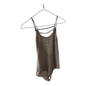 Emma & Sam striped bodysuit charcoal and white size S